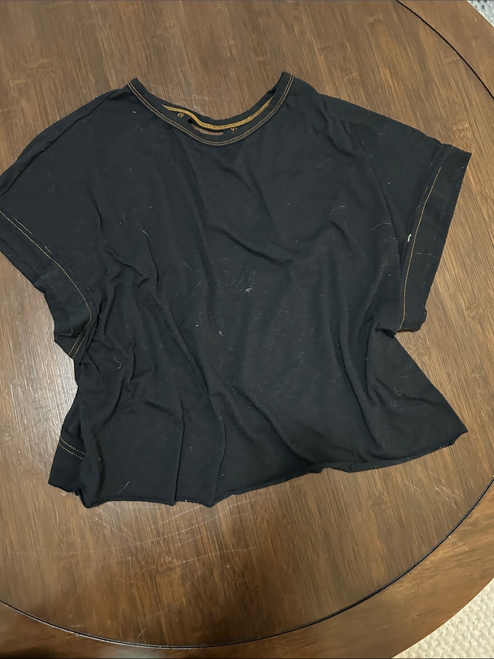 SHEIN Black Cropped Boxy Tee with Contrast Stitching